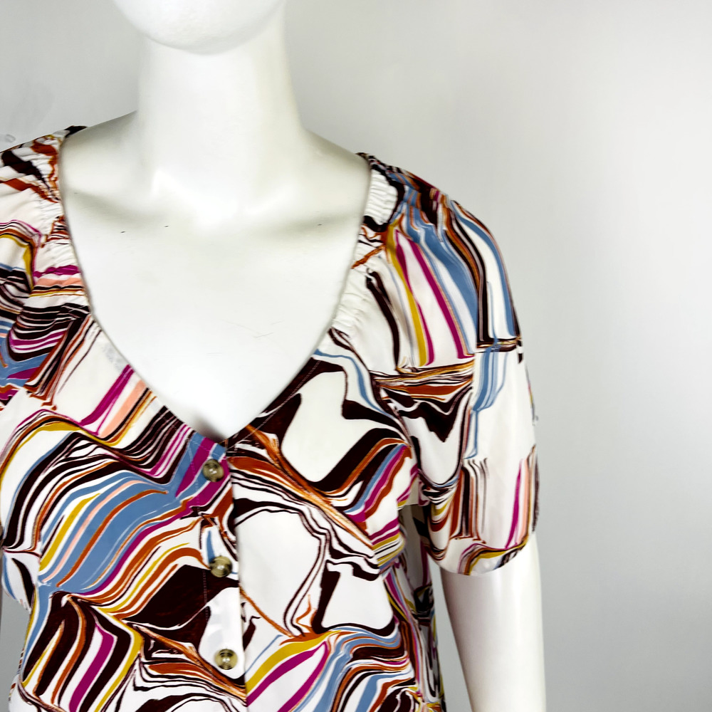 Cato Womans Sz 18/20W Short Sleeve Blouse Top Abstract Button Front - Picture 4 of 9